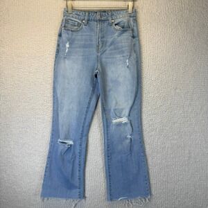 Juicy Couture Crop Kick Jeans Womens Size 27 Light Wash Distressed‎ Denim
